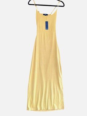 Lulus Yellow Maxi Dress With Adjustable Straps & Cutout Details - Size Small - N